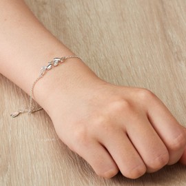 Philip Jones Silver Plated Leaf Chain Bracelet Created with Zircondia® Crystals