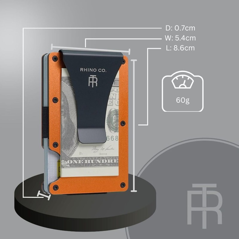 RHINO CO. Minimalist Metal Wallet RFID-Blocking Credit Card Holder with