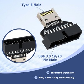 QINJOOELC USB 3.0 Front Panel Header Adapter Type E to USB 3.0 19/20Pin Motherboard Adapter Male to Male Front Connector Converter