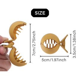 8pcs small shark high ponytail fixed hair clip, women's hair clip, fashionable back of the head Korean multi-color grab clip hair accessory (white&turmeric)