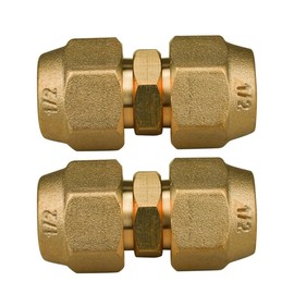 2 Pieces Air Conditioning Copper Pipe Extension Connectors Brass Flare Fitting Nuts 1/2" Butt Copper Tube Fitting with Flare Nut