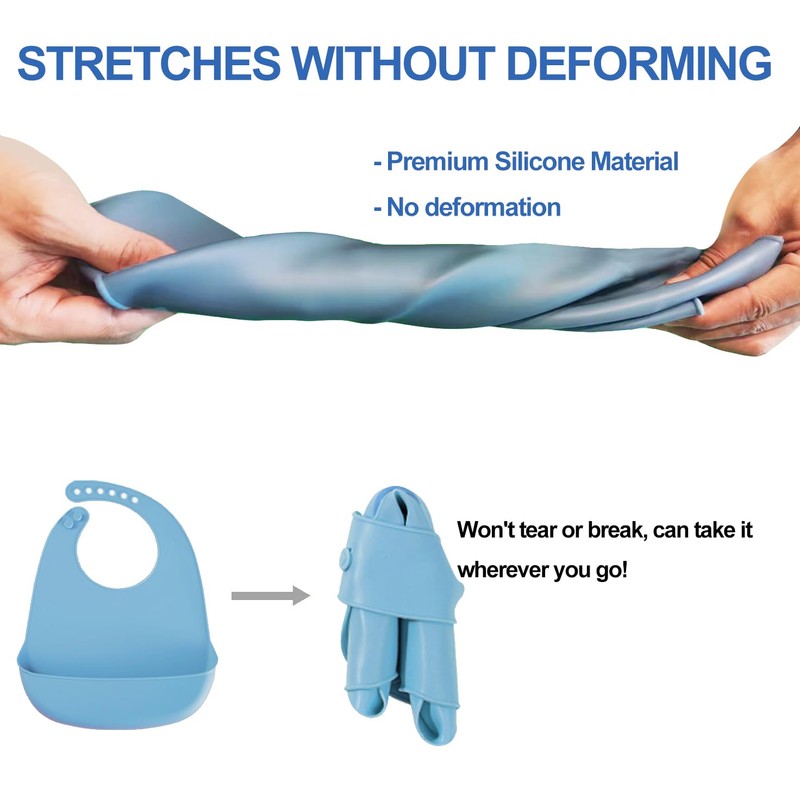 Tiwerlfe Silicone Adult Bib, Adjustable and Washable Bib for Men