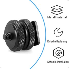 Iruihoo Camera hot shoe adapter, 2 pieces, tripod thread for hot shoe, 1/4 inch thread, for tripod thread to hot shoe, microphones, audio recorder, tripod connection, black