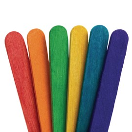 Colorations 1000CS Regular Colored Wood Craft Sticks Popsicle Sticks, 1000 Pieces,4-1/2: x 3/8" Each