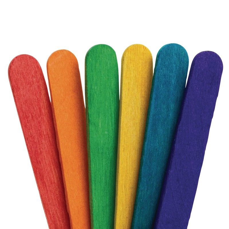 Colorations 1000CS Regular Colored Wood Craft Sticks Popsicle Sticks, 1000