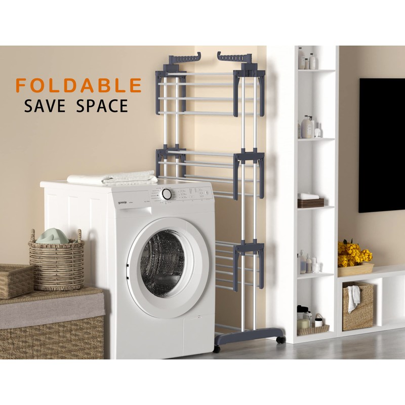 HOMIDEC Clothes Drying Rack, Oversized 4-Tier(67.7" High) Foldable Stainless Steel
