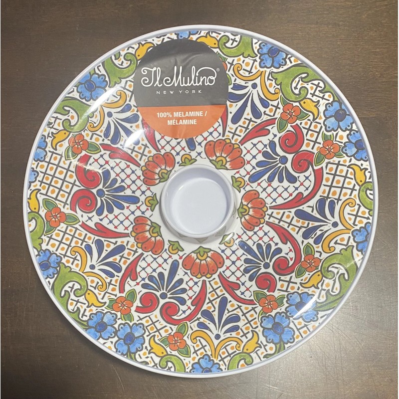 IL MULINO NEW!!! MELAMINE Spanish Tile Floral Tortilla Bowl w/