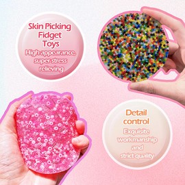 3pcs Non-Sticky Skin Picking Fidget Toys, Silicone Picking Sensory Pick Fidget Pad, Skin Picking Pocket Pads to Pick Dig and Peel Great for Dermatillomania ADHD, and OCD for Children and Adults