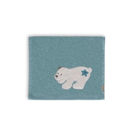 Sterntaler Baby Unisex Hand Towel Children GOTS Double Pack Children's Towels Polar Bear 30 x 50 cm – Motif Bath Towel – Dark Turquoise