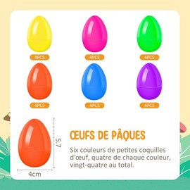 Cosswe 24 Ostereier aus Kunststoff, Ostereier zum Befüllen 5,7 x 4 cm, gedrehte Eier für Ostern, Jagdspiele, Ostergeschenke
