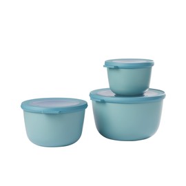 Mepal - Çok amaçlı Cirqula Round 3 parçalı set – kapaklı saklama kabı – saklama kutusu, buzdolabı, derin dondurucu ve mikrodalga fırın kabı olarak uygundur – 500 ml, 1000 ml ve 2000 ml – Nordic Green