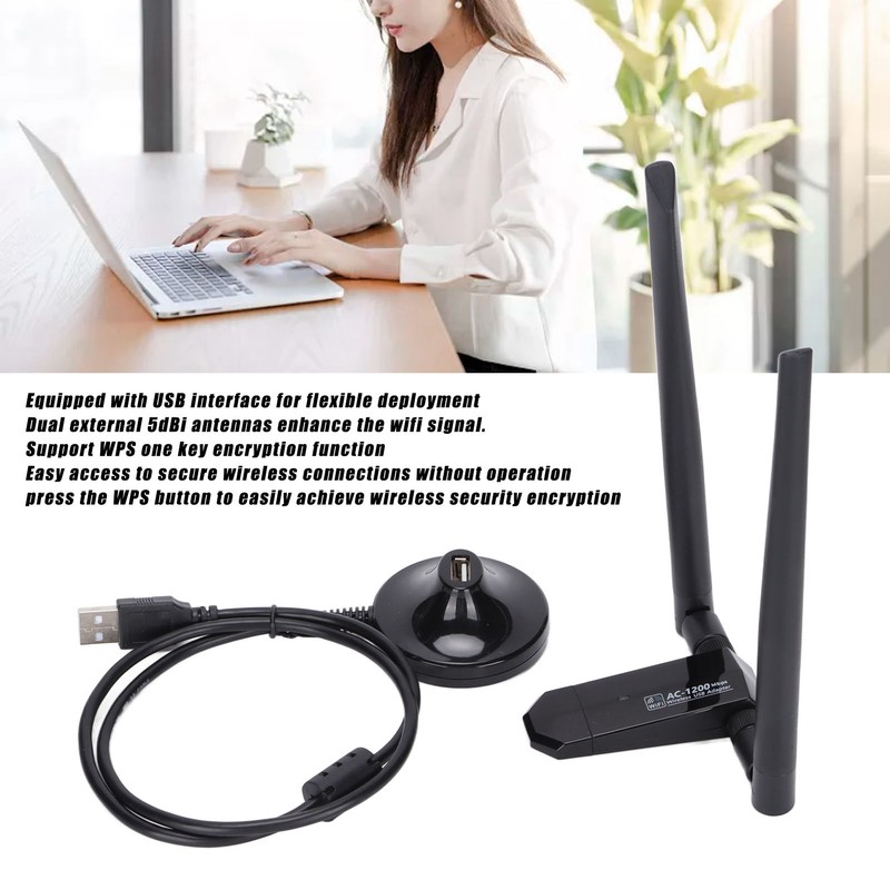 Wireless Network Card 1200Mbps Long Range Dual Band Wireless USB