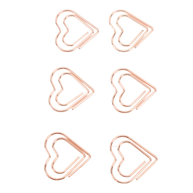 100pcs Heart Shape Paper Clips Cute Metal Paper Clips Portable