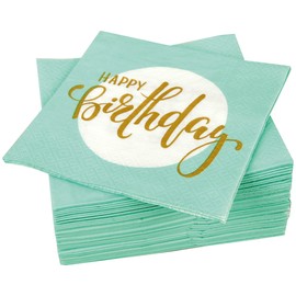 High-quality napkins (pack of 80) 33 x 33 cm, 3-ply - party napkins with "Happy Birthday" motif - for parties, birthdays or celebrations