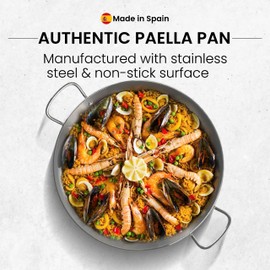 Machika Stainless Steel Pan | Stainless Steel Cookware | Induction Frying Pan for Paella and Rice Recipes | Ideal for Home Cooks, Restaurants & Catering | 9 Servings | 16 inches |