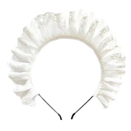 White Lolita Pleated Laces Hair Hoop Hollow-Out Pattern Headband Makeup Wash Face Hairhoop Cosplay Party Headpiece Maid Hair Accessories，Hats and Caps，Women's Headbands，Hair Accessories，Fashion