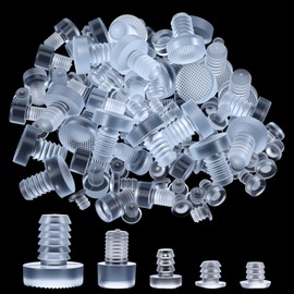 100PCS Glass Table Top Bumpers with Stem, 5 Sizes Glass Table Top Anti Slip Pads, Soft Clear Rubber Grippers for Furniture Patio Tables Spacer Cabinet Door Drawer (0.19/0.20/0.21/0.24/0.35inch)