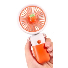 Cute Handheld Mini Fan – Portable & USB Rechargeable | Lightweight (115g) | 5-Blade Design | 3-Speed Cooling | Compact (8x6x15 cm) | Fun Fruit Style – Avocado, Strawberry, Orange & Pineapple (Orange)