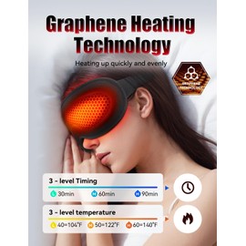 Sleep Mask, EVA BELLE Heated Sleep Mask, USB Electric Sleeping Mask, Warm Eye Compress Mask with Adjustable Temperature & Timer, Electric Eye Heating Pad