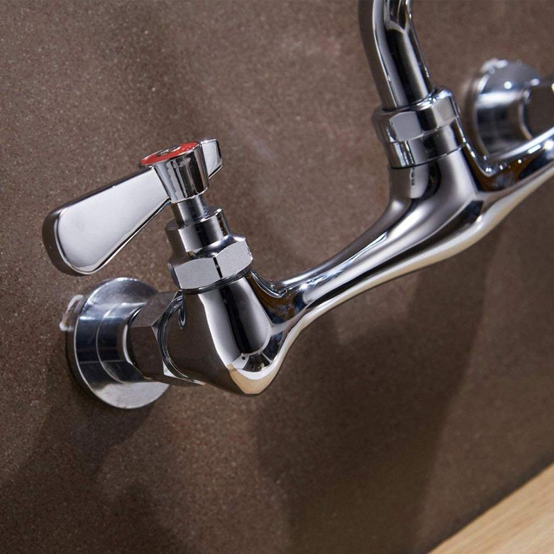 Commercial Kitchen Faucet Wall Mount with 8 Inch Swivel Spout