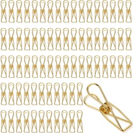 100 Clips de Papel Clips Huecos de Alambre de Metal Clips Multiusos de Factura Pasadores de Ropa Colgantes de Acero Inoxidable para Uso en Hogar Oficina Exterior Cocina Escuela (Oro)