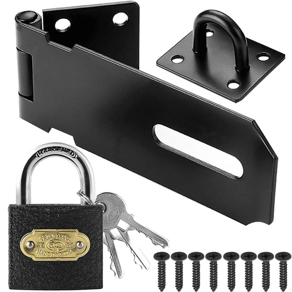 Litensh Stainless Steel Door Locks Hasp Latch with Padlock, 3