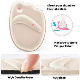 4 Paar Fusspolster Pads, Wiederverwendbares Ballenpolster Vorfuß,Einlegesohlen Vorfuß,high heels einlagen für Frauen,Ballenpolster,Verhindert Schwielen und reduziert Schmerzen