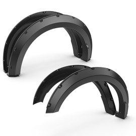 KUIPERAUTO Smooth Pocket Rivet Fender Flares Compatible for 2018 2019 2020 Ford F150 F-150 Black Paintable Wheel Flare Front Rear 4PCS