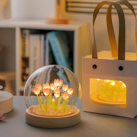 Richaa Pretty Tulips Lamps Flower Night Light Cute Bedroom Decor Aesthetic Unique Gifts for Women - Battery Powered (not Included)