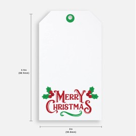 Tags for Gifts with String Included 25pcs - Merry Christmas Name Holiday Hang Tag - Decorative Xmas and Thank You Presents Gift Wrapping and Bottle Labeling for The Holidays - On White Kraft