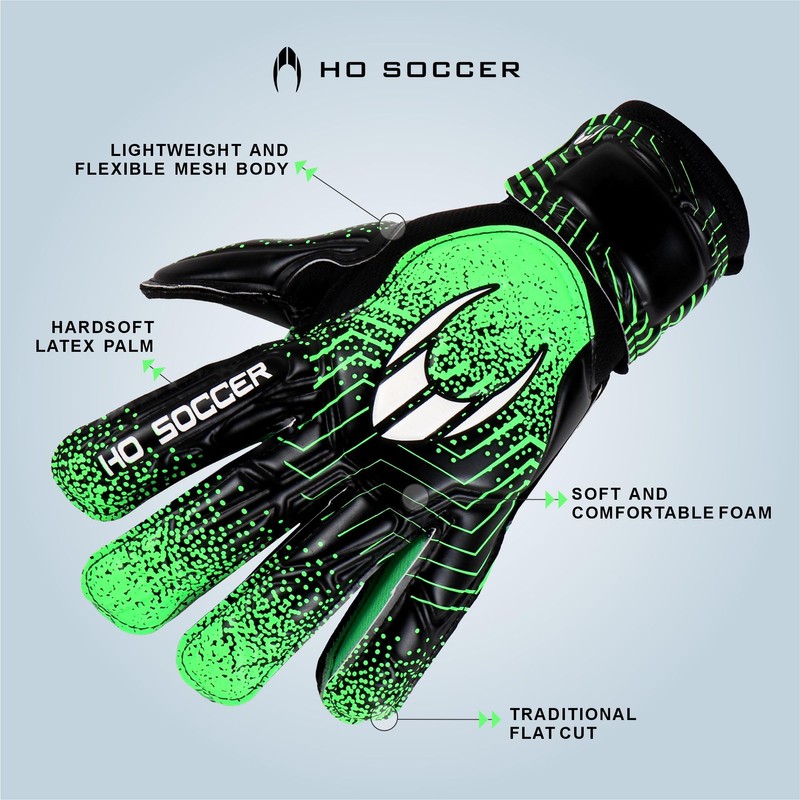HO Soccer Force Green Unisex Kids' Goalkeeper Gloves, Black/Green, Size