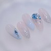 Ice Blue Handmade Nail Tips - Coffin Long / 아이스블루
