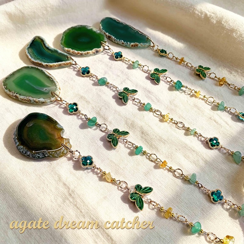 Dream Catchers-Large Adult Crystal Tree of Life Green Agate Wall