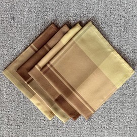 SASTYBALE Checkered Style Cloth Napkins 20 x 20 Inch 4 Pieces Washable Comfortable for Restaurant Family Dinners Weddings Parties and Banquets(Square, 20" x 20", Taupe)