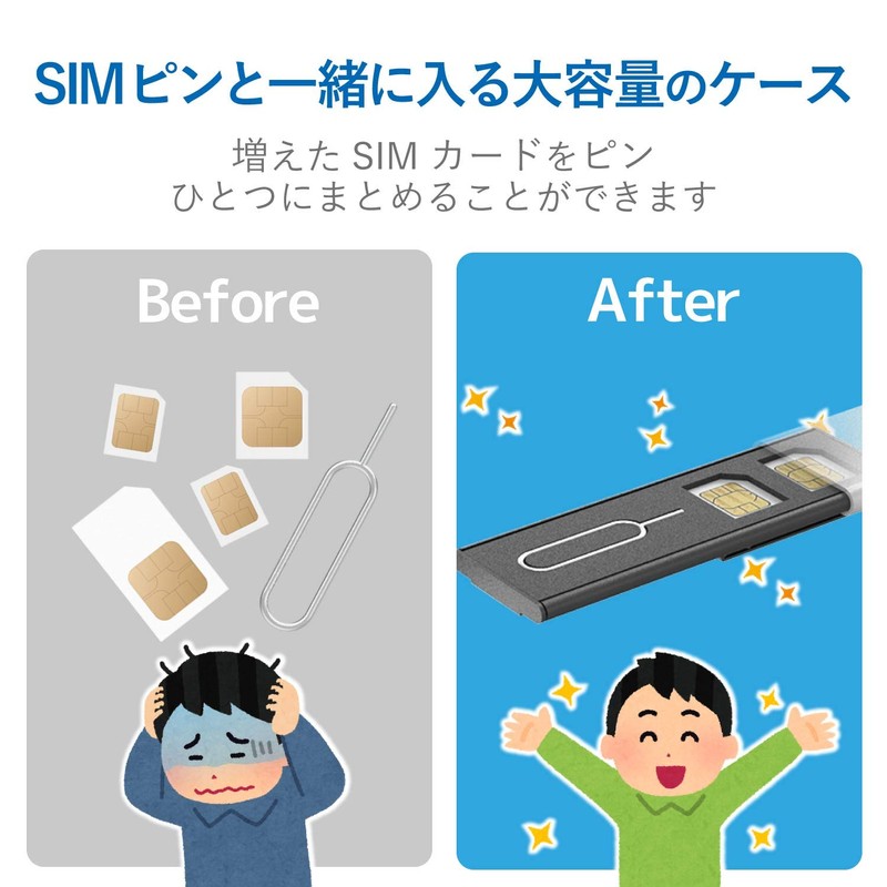 Elecom CMC-SIMC02SV SIM Card Case, Memory Clip, Aluminum Type, Slide