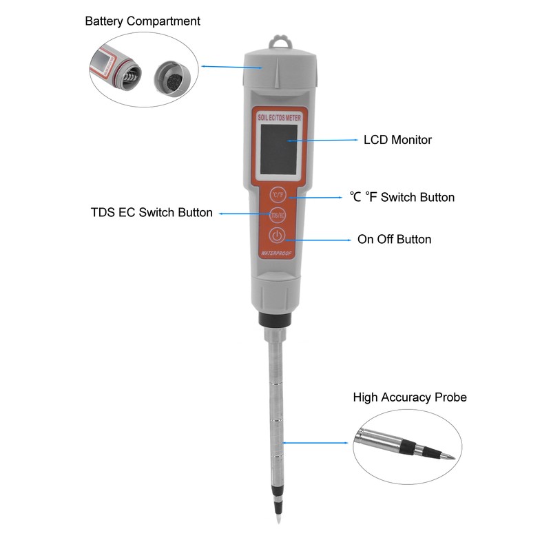 3 in 1 Soil Tester EC TDS Temperature Analyzer Meter