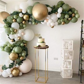 119pcs Olive Green Balloons Arch Garland Kit - White Olive Green Gold Confetti Balloons Set for Party Decor
