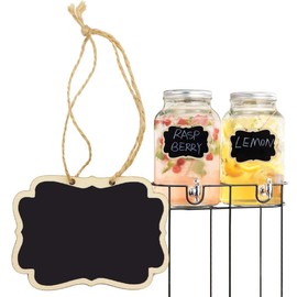 Alyan & Jammsy Mini Hanging Chalkboard Signs Wooden Reusable Smooth Surface Small Chalk Boards Double-Sided Little Labels for Food Pantry Beverage Baskets (Black, Pack of 12pcs)