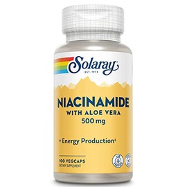 SOLARAY Niacinamida 500 mg | Vitamina B-3 | Metabolismo energético, circulación, nervios y apoyo a la salud de la piel, 100 CT