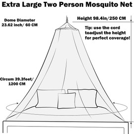 Ultralight Mosquito Net Bed Outdoor Double Bed Round Can Be Used Indoor and Outdoor Suitable for Camping, Travel and Home (White, 0.6 x 2.5 x 12 m)