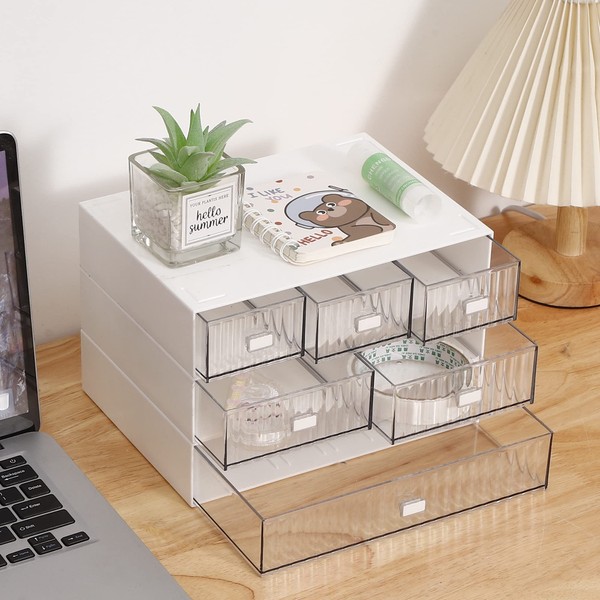 Ykpokir Desktop Organizer with Drawers Stackable Storage Stackable Drawers 3