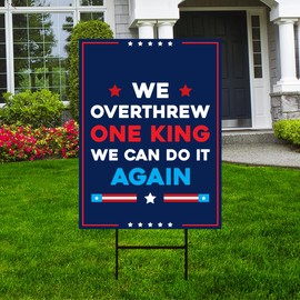 No Kings In America Yard Sign, We Overthrew One King Lawn Sign, Anti-Trump Sign, Resist Racism, Resist Fascism Yard Sign with Metal H-Stake (Multicolor, 18" x 12", Double Sided)