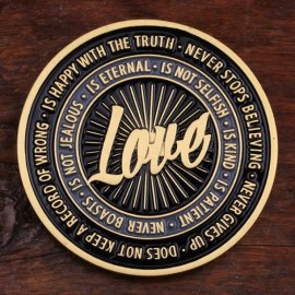 WHAT IS LOVE NOT SELFISH NEVER BOASTS NOT KEEP RECORD 1.75 " CHALLENGE COIN