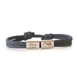 Personalisierbares Segeltau Armband mit Edelstahl Schieber, Fingerschwur Gravur, Freundschaft & besondere Bindung, ideal als Geschenk ‚Äì Handgefertigt, stylisch & robust