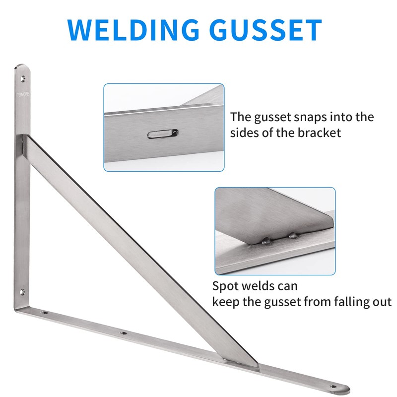 YUMORE Shelf Bracket 20", Max Load: 550lb, Heavy Duty Stainless