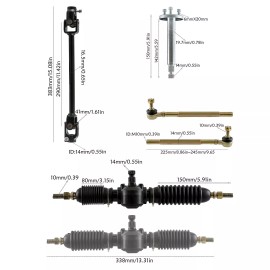 TDPRO_PARTS Go Kart Steering Wheel Axle Assembly Kit Tie Rod Rack Shaft Trike ATV Quad 110cc