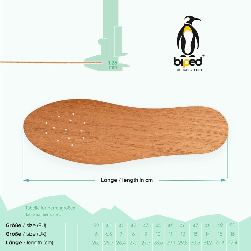 Biped Cedar Wood Soles - Genuine Cedar Soles - Natural