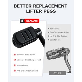 Benlari Heel Toe Shifter Pegs, Streamliner Front Rear Shift Lever Foot Pegs Fit for Harley All models 2008-later Touring Street Glide Road King Road Glide Trike FL Softail Dyna Sportster, Black