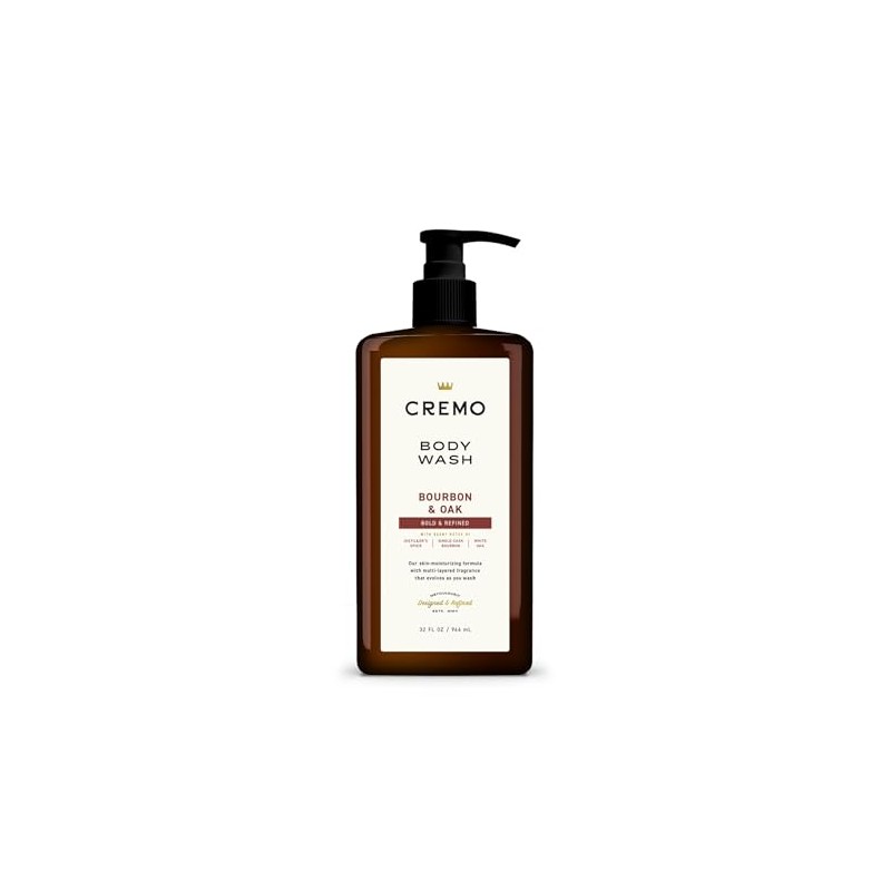Cremo Rich-Lathering Bourbon & Oak Body Wash for Men, 32
