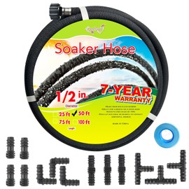 Cuckoo Soaker Hose 50ft With 1/2" Diameter-Soaker Hose with Heavy Duty Rubber Hose for Irrigation-Save 70% Water-irrigation for Garden Flower Beds，Trees，vegetables and Seedings.(1/2''x50ft)